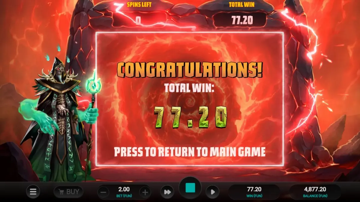 Tampilan visual slot Necromancer’s Gate dengan tema gothic dan tengkorak bercahaya.
